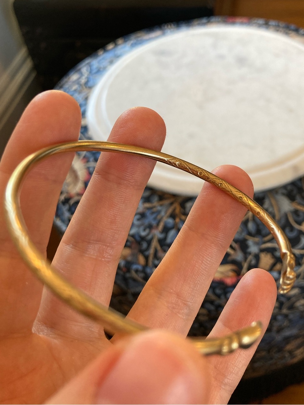 Rare Antique Victorian Figa Fist Snake Diamond Engraved Brass Bypass Bracelet - Picture 10 of 17